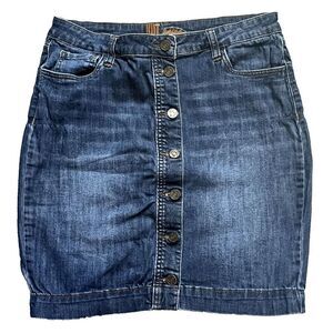 Kut From The Kloth Botton Front Denim Pencil Skirt Dark Wash Size 6P Knee Length